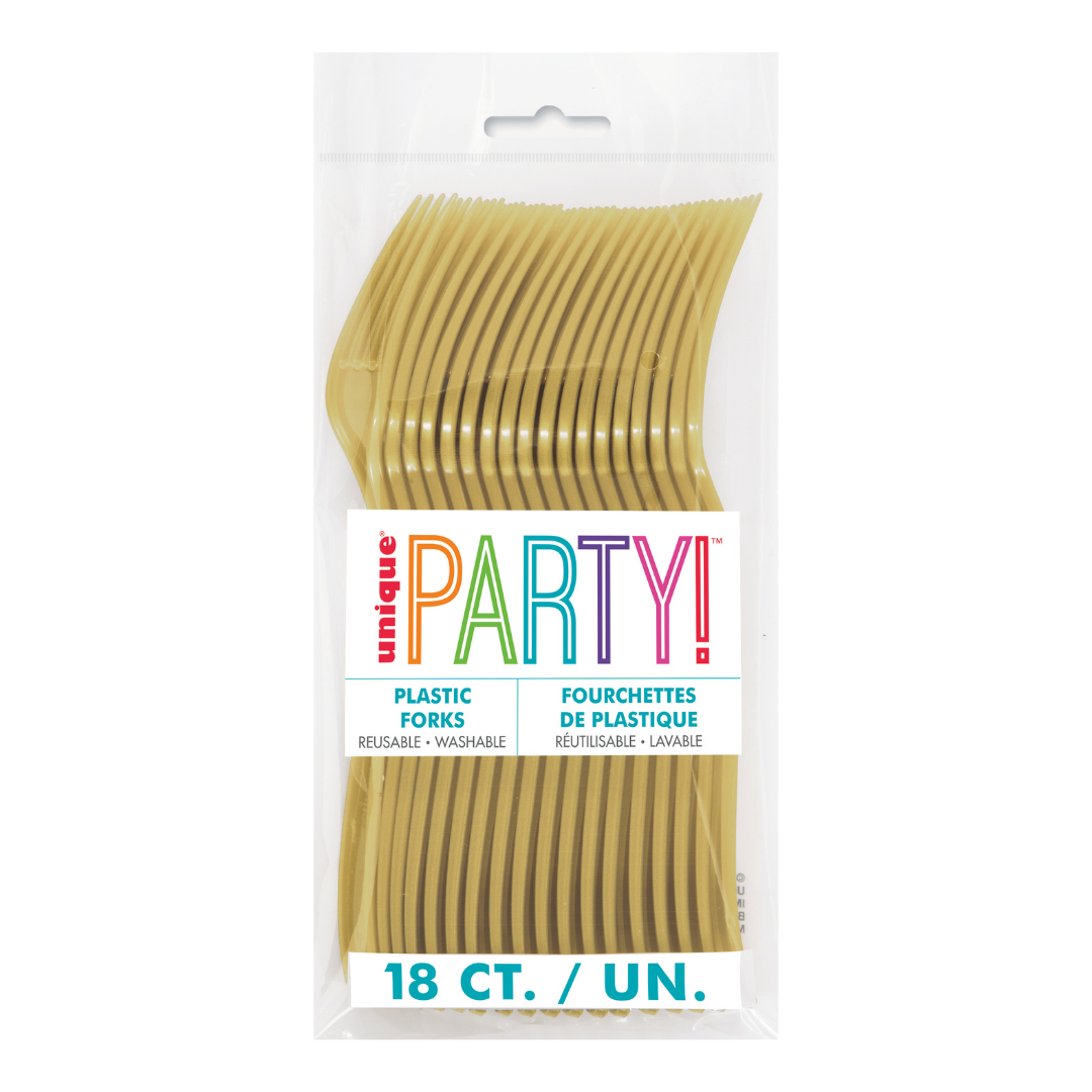 Gold Solid Plastic Forks - 18 pcs