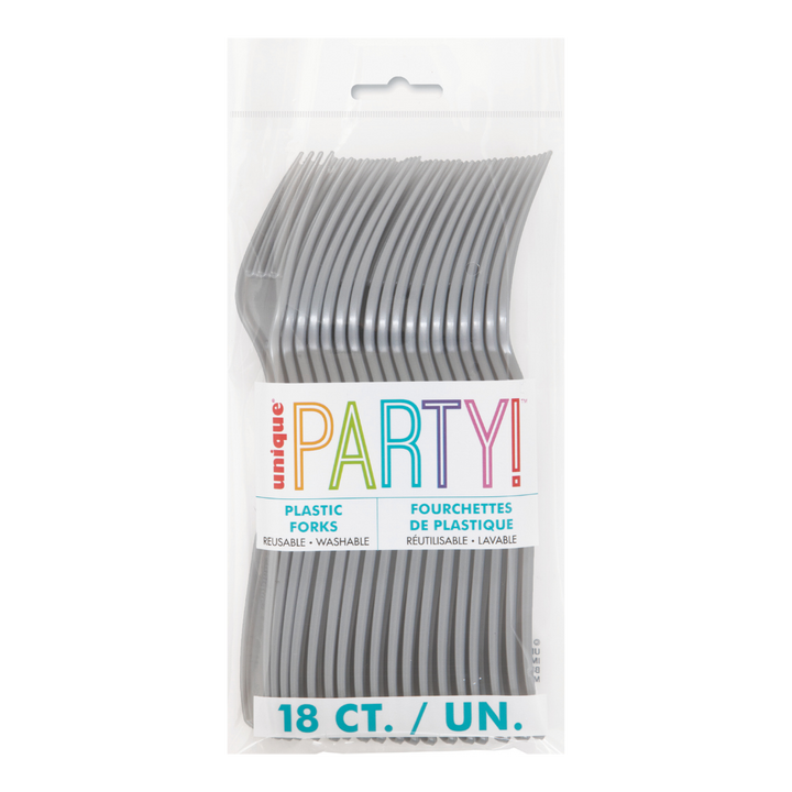 Silver Solid Plastic Forks - 18 pcs