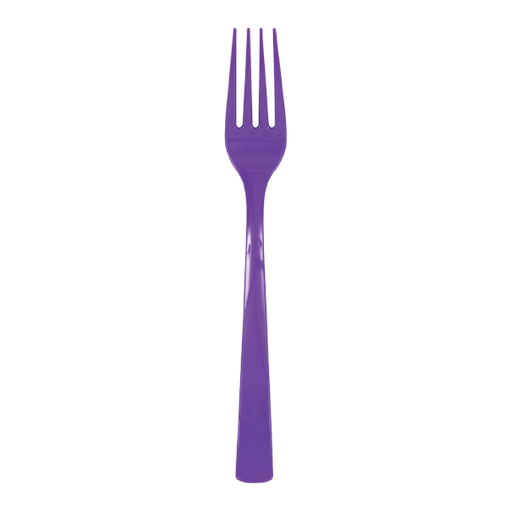 Neon Purple Solid Plastic Forks - 18 pcs