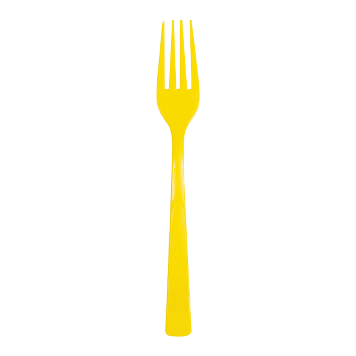 Neon Yellow Solid Plastic Forks - 18 pcs