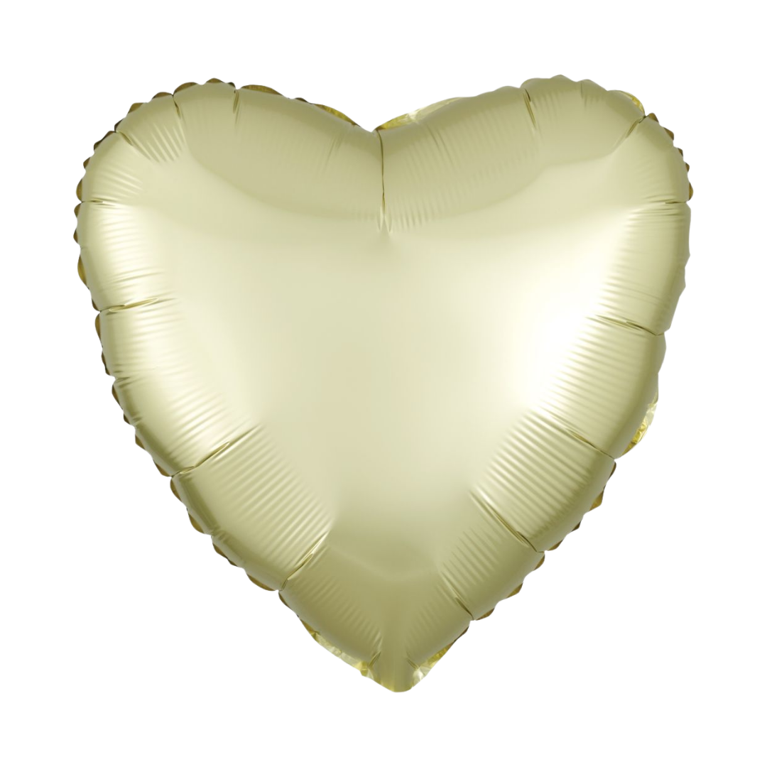 Pastel Yellow Satin Luxe Valentine Heart Foil Balloon, 18in