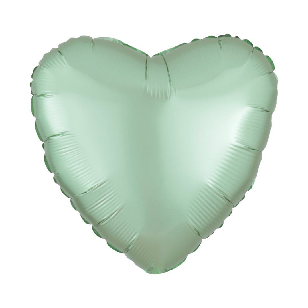 Satin Luxe Mint Green Valentine’s Day Heart Foil Balloon, 18in