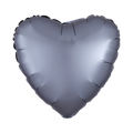 Satin Luxe Graphite Valentine Heart Foil Balloon, 18in