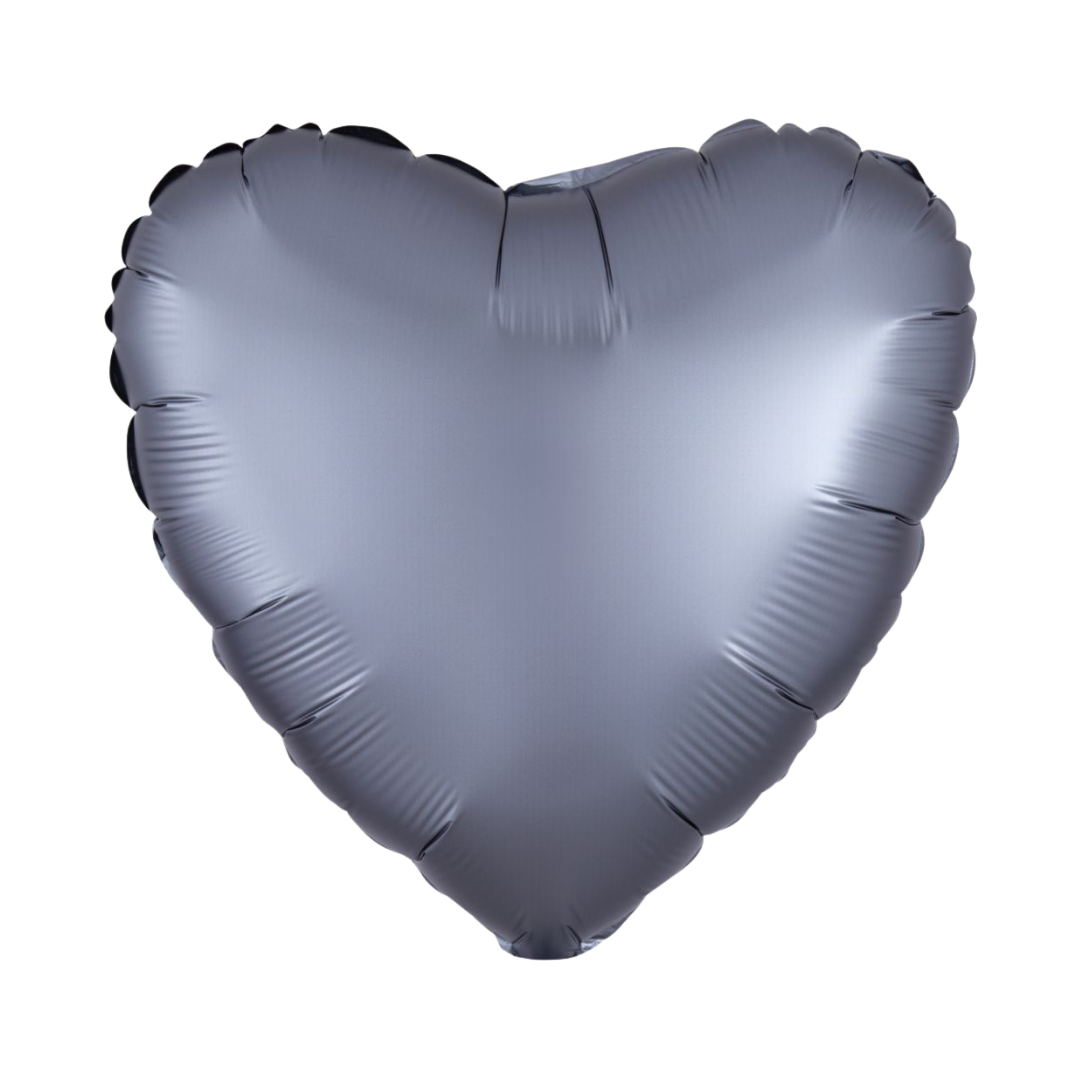 Satin Luxe Graphite Valentine Heart Foil Balloon, 18in