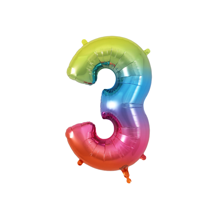 Rainbow Number 0 - 9 Foil Balloon, 34in
