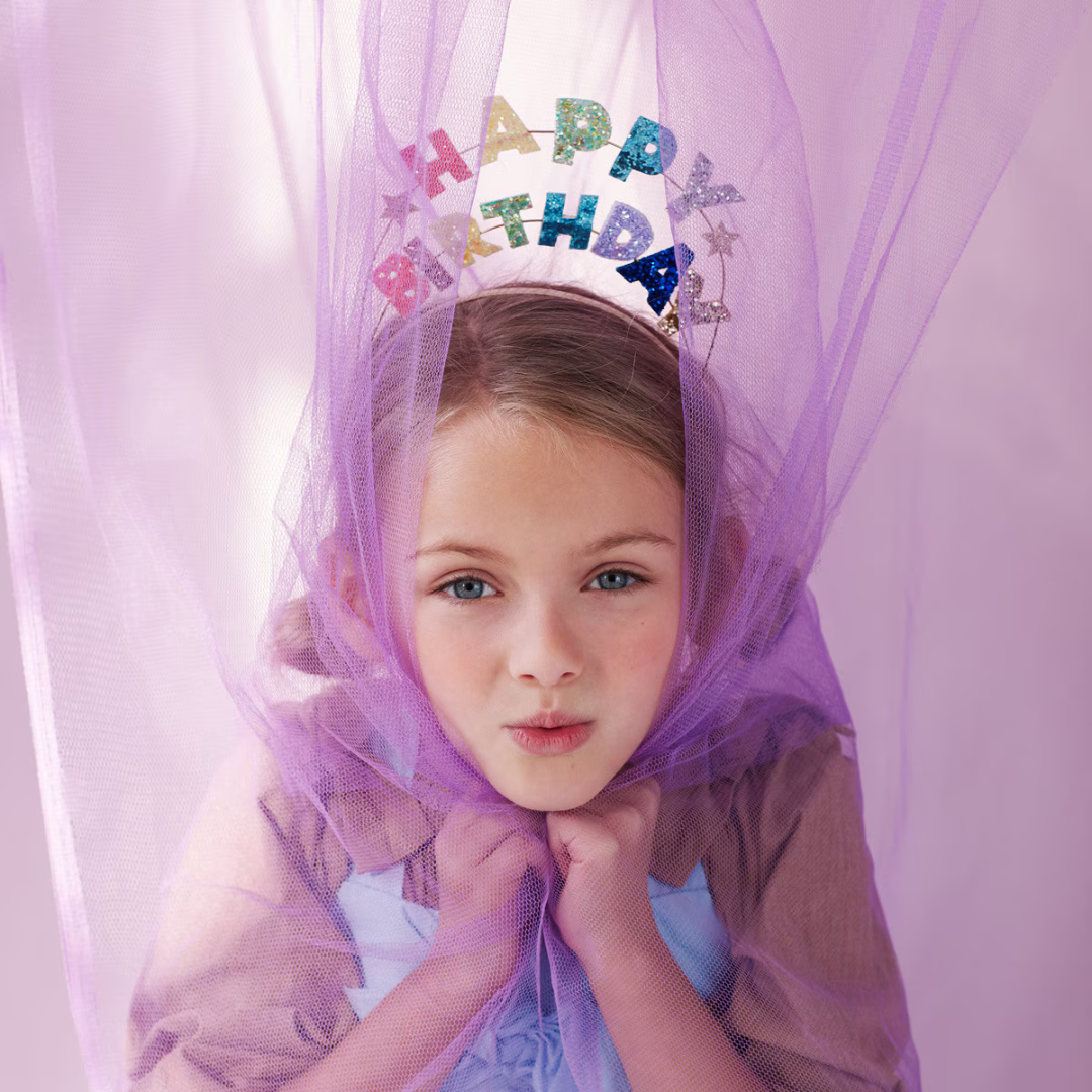 Colorful "Happy Birthday" Glitter Headband