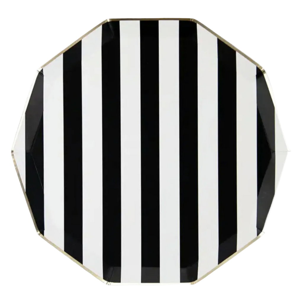 Black & White Cabana Striped Dinner Plates