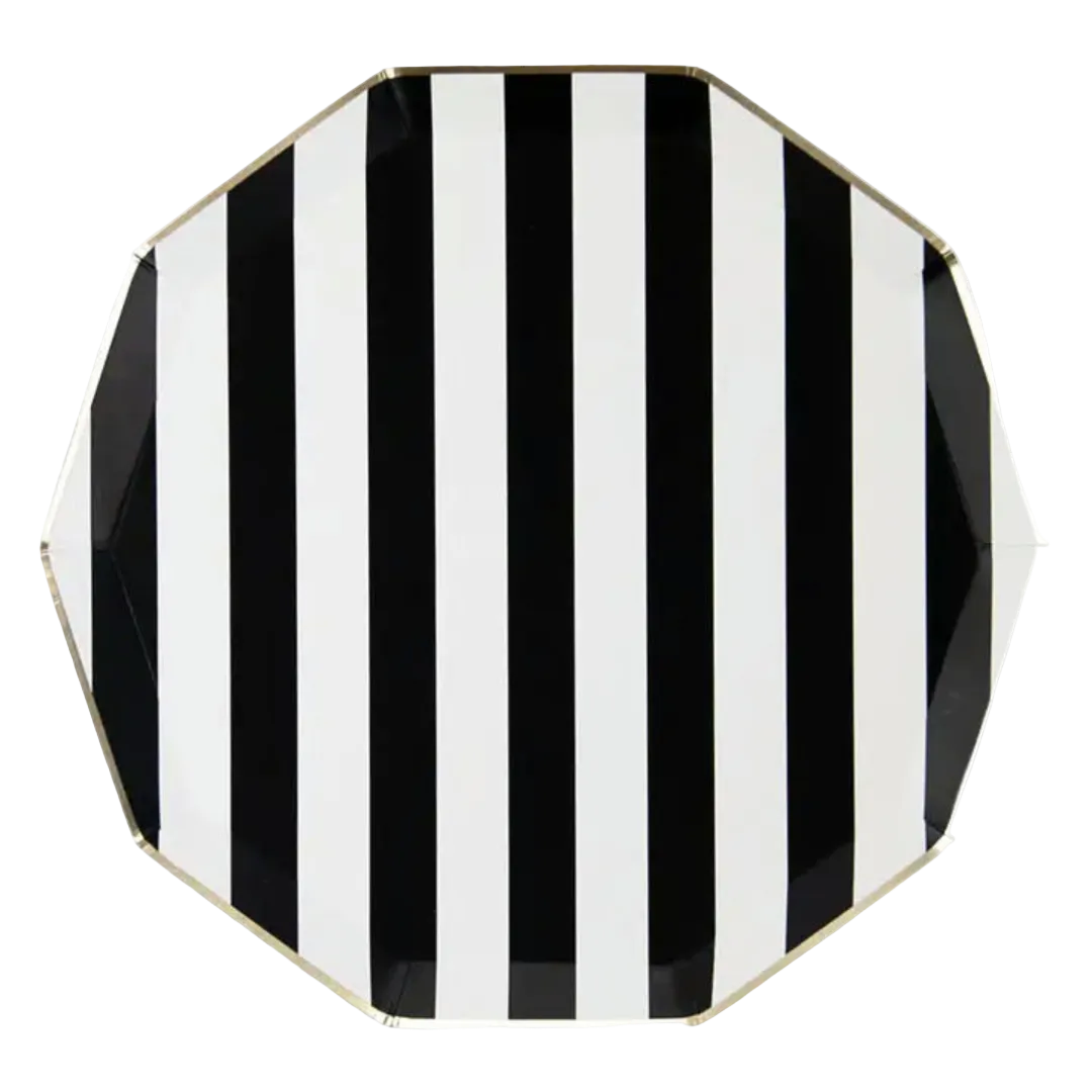Black & White Cabana Striped Dinner Plates