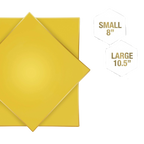 Yellow square plate with rounded edges for birthday celebration from Parte Haus party supply store in Bethesda MD