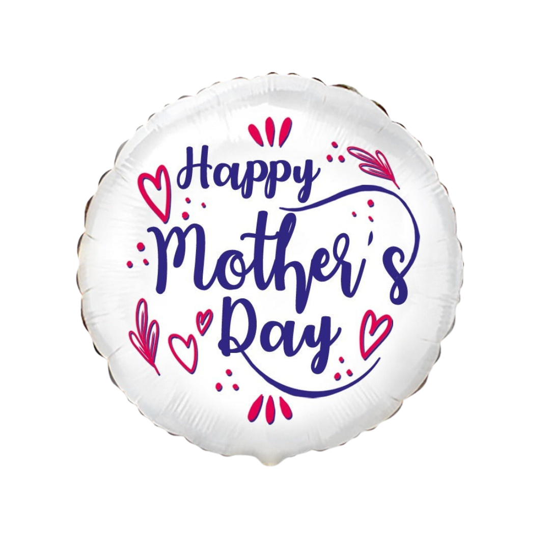 White and pink Mother's Day balloon with heart designs from Parte Haus party supply store in Bethesda MD