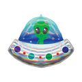 Holographic alien spaceship balloon with stars space theme from Parte Haus party supply store in Bethesda Maryland