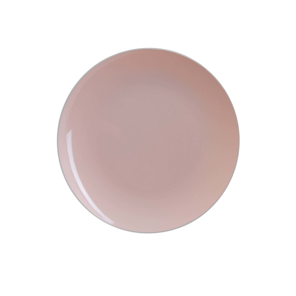 Blush pink round plate simple solid design birthday or bridal shower from Parte Haus party supply store in Bethesda MD