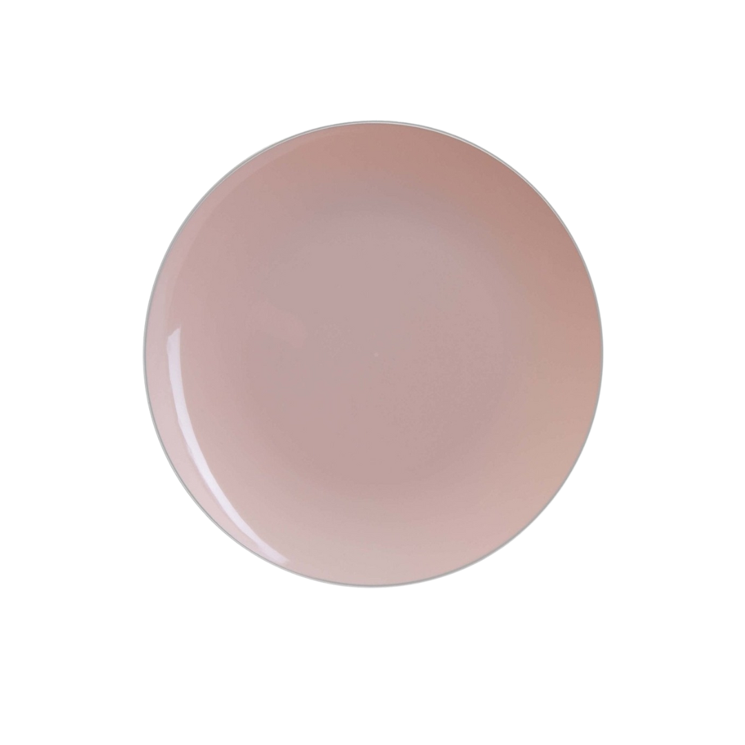 Blush pink round plate simple solid design birthday or bridal shower from Parte Haus party supply store in Bethesda MD