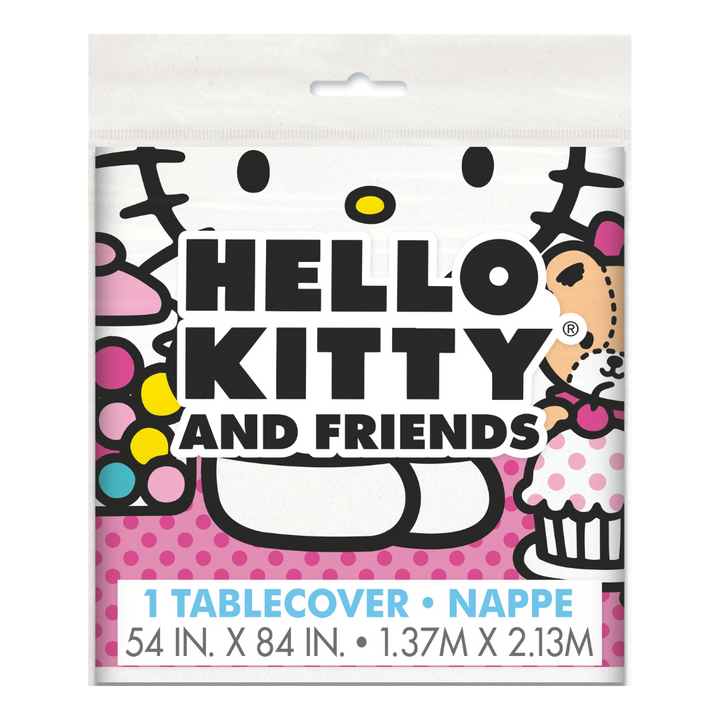 White and Pink Hello Kitty Plastic Tablecover