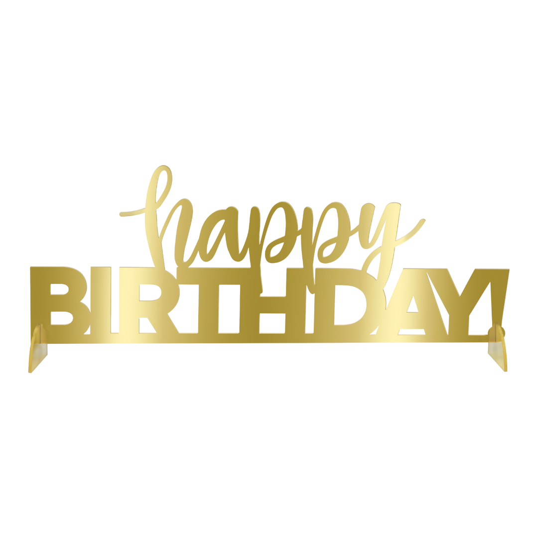 Gold Happy Birthday Acrylic Centerpiece