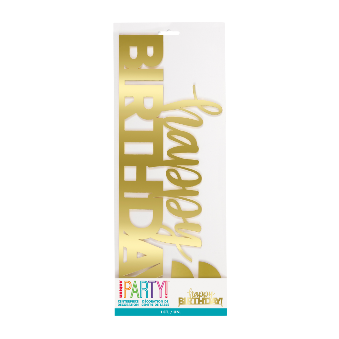 Gold Happy Birthday Acrylic Centerpiece