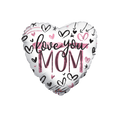 White and pink heart shaped love you mom balloon for Mother's Day from Parte Haus party supply store in Bethesda MD
