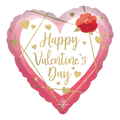 Pink Red Watercolor Happy Valentine’s Day Heart Foil Balloon, 18in
