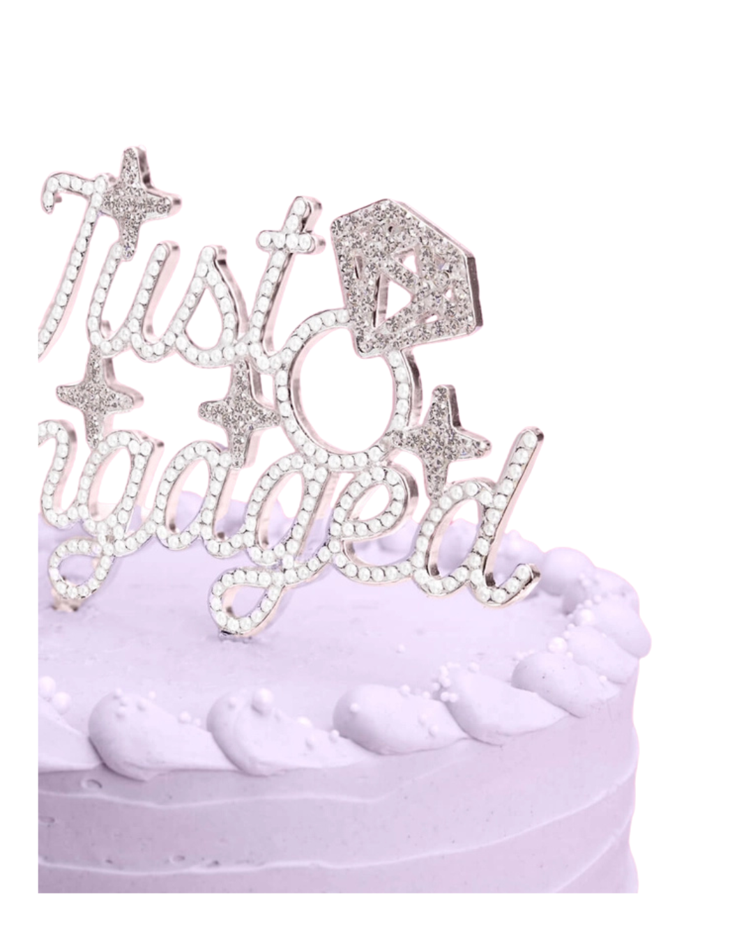 Pearl Crystal "Just Engaged" Cake Topper