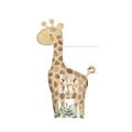 Yellow giraffe shaped baby foil balloon with hello baby text jungle baby shower from Parte Haus party supply store in Bethesda MD