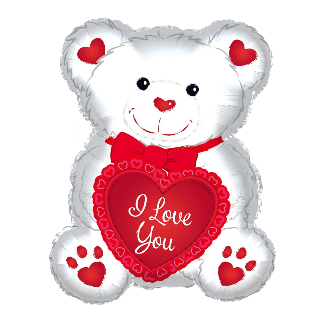 White Bear "I Love You" Foil Balloon, 20in