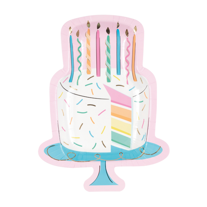 Rainbow Birthday Sweets Cake Shaped Large Dinner Plates