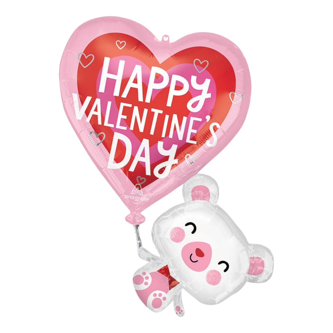 Valentine’s Bear Foil Balloon, 31in - Supershape