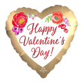 Gold Satin Watercolor Floral Valentine’s Day Foil Balloon, 18in