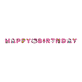 Pink Hello Kitty birthday banner with cartoon graphics for birthday theme from Parte Haus party supply store in Bethesda MD