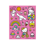 Pink Hello Kitty sticker sheet with rainbows desserts and cute characters birthday theme from Parte Haus party supply store in Bethesda MD