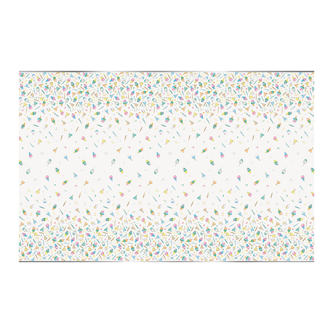 Pastel Party Hats and Sweets Plastic Table Cover