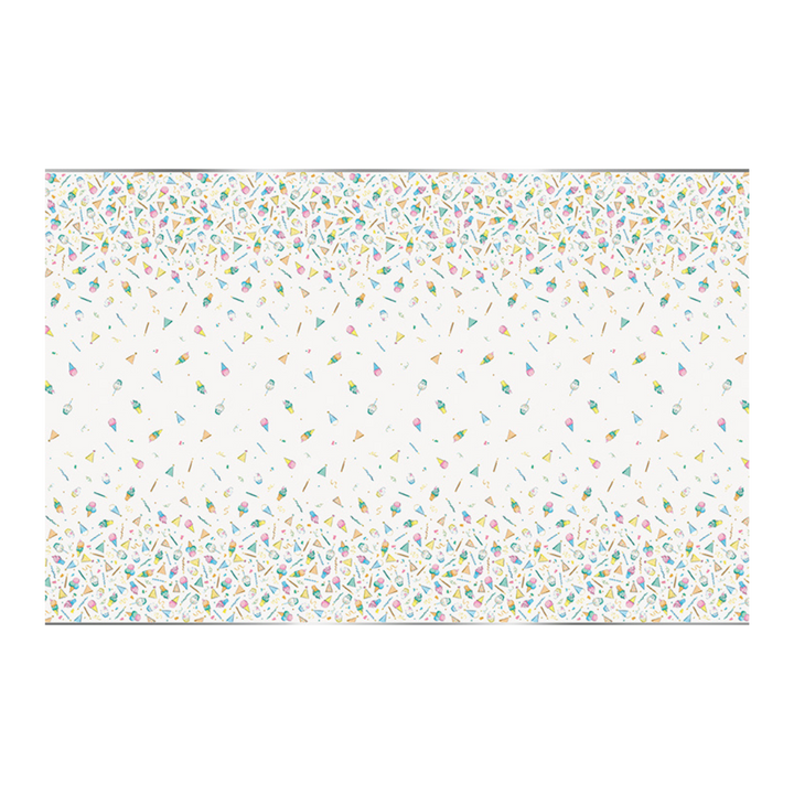 Pastel Party Hats and Sweets Plastic Table Cover