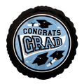 Blue and black graduation balloon with cap and diploma design for graduation from Parte Haus party supply store in Bethesda MD.