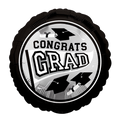Black and silver graduation balloon with hats and diplomas graduation theme from Parte Haus party supply store in Bethesda MD