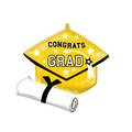 Yellow graduation balloon shaped like a cap with stars for graduation from Parte Haus party supply store in Bethesda Maryland