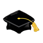 Black and gold graduation cap balloon for graduation from Parte Haus party supply store in Bethesda MD