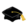 Black and gold graduation cap balloon for graduation decor from Parte Haus party supply store in Bethesda MD