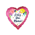 Pink heart balloon with floral accents and Feliz Dia Mama text for Mother's Day from Parte Haus party supply store in Bethesda MD