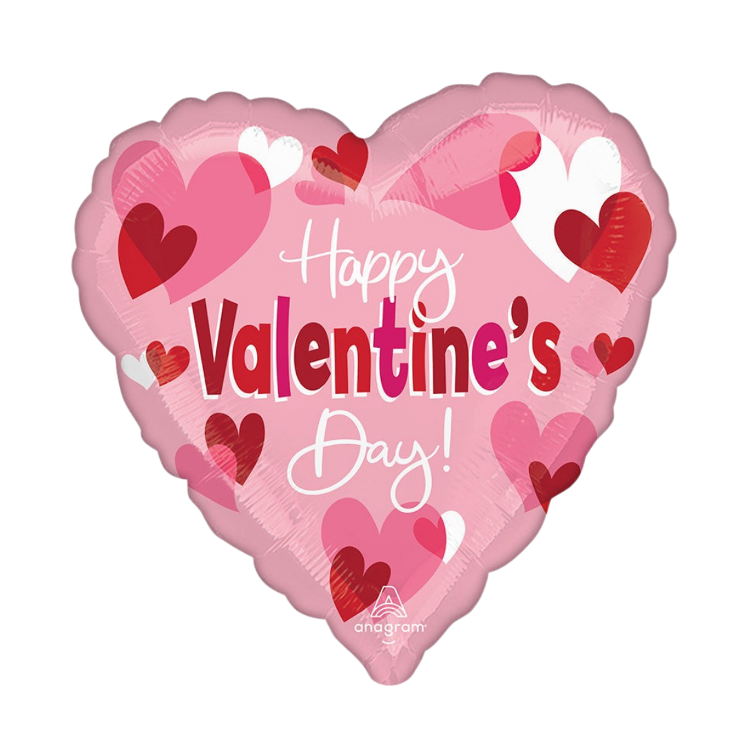 Pink Hearts Happy Valentine’s Day Foil Balloon, 18in