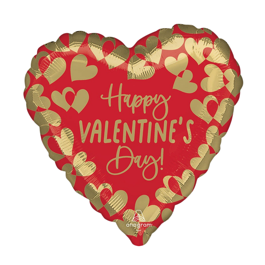 Red Golden Valentine’s Day Foil Balloon, 28in