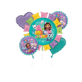 Colorful Gabby's Dollhouse foil balloon bouquet with cartoon cats birthday theme from Parte Haus party supply store in Bethesda MD
