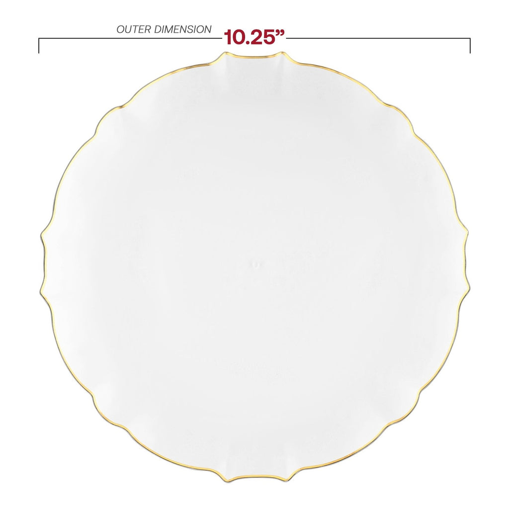 White and gold scalloped plate elegant dinnerware for celebrations from Parte Haus party supply store in Bethesda MD