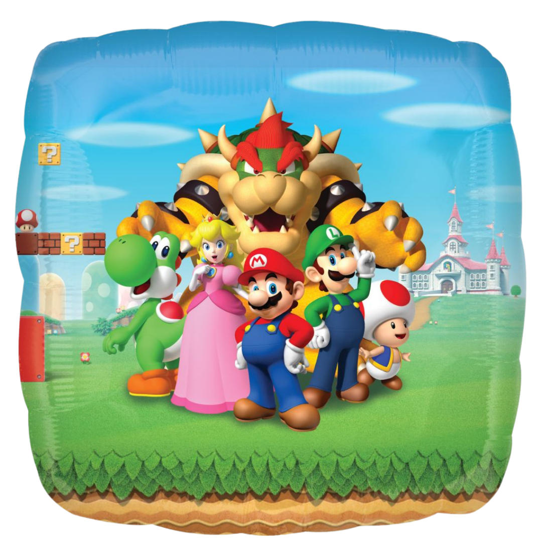 SuperMario Bros Supershape Square Foil Balloon - Mario and Friends, 28in