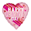 Pink Stripes on Stripes Happy Valentine’s Day Foil Balloon, 18in