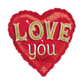 Red Love You Valentine’s Day Heart Foil Balloon, 18in