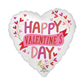White and Pink Satin Botanical Traces Valentine Foil Balloon, 28in