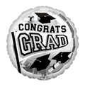 Black and silver graduation balloon with mortarboards for graduation from Parte Haus party supply store in Bethesda MD