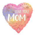 Rainbow heart balloon with gold leaves and Love You Mom text for Mother’s Day from Parte Haus party supply store in Bethesda MD