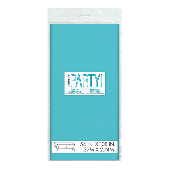 Terrific Teal Plastic Table Cover
