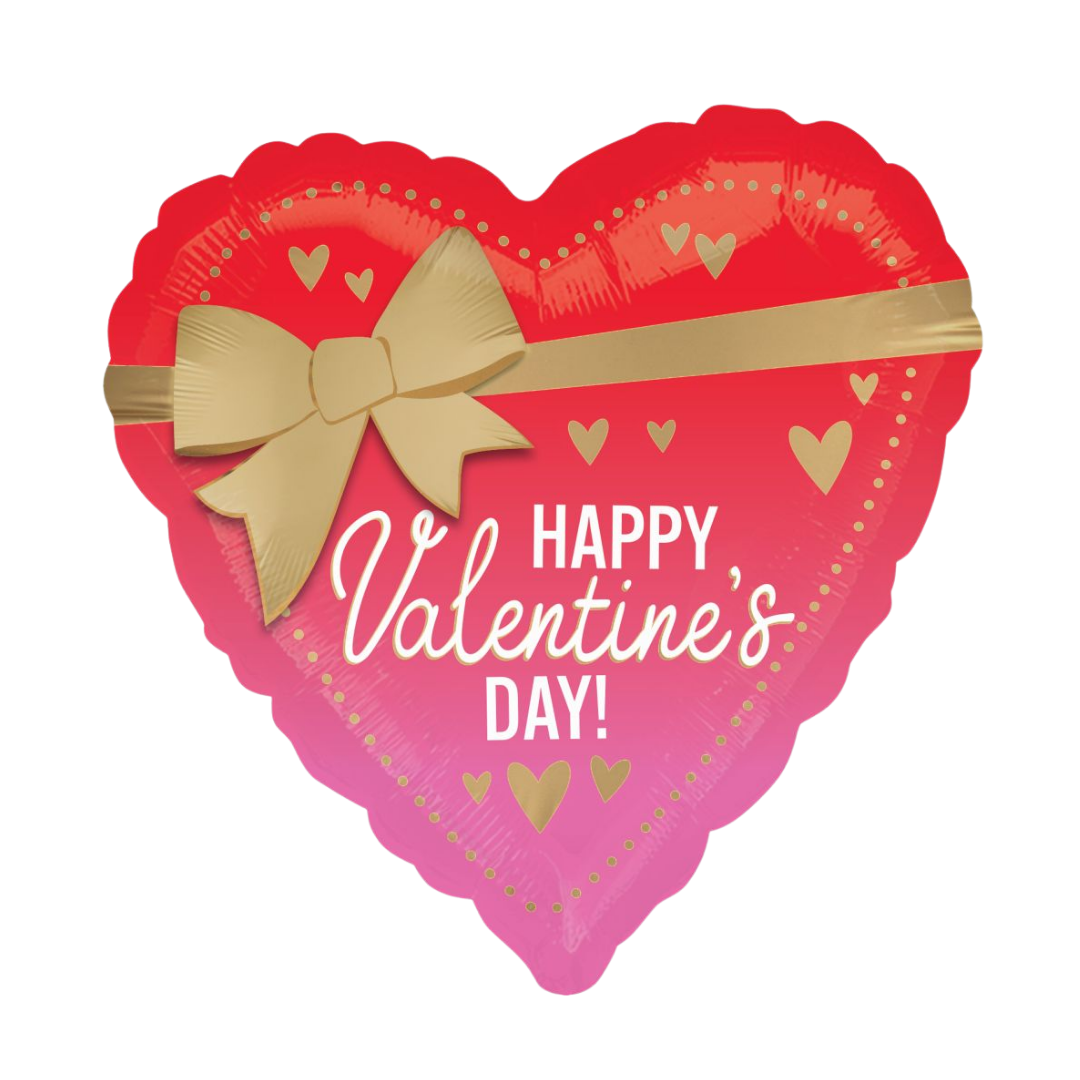 Red and Pink Ombre Satin Better with Bows Valentine Foil Balloon, 18in